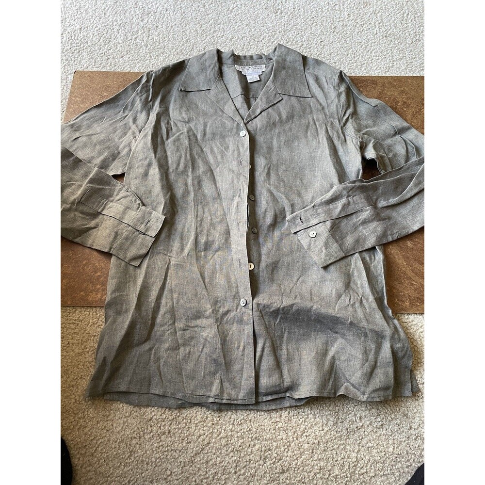Saks Fifth Avenue Button Shirt Top Linen Size 10